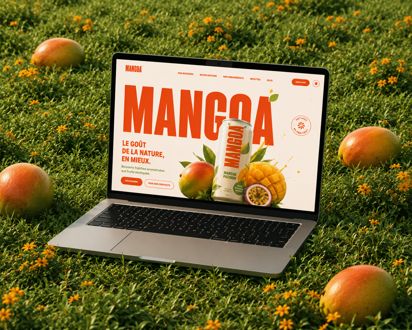 Mangoa, identité de marque de boissons aromatisées e-commerce