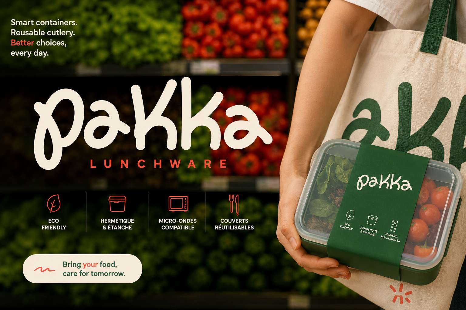 Pakka, design de lunchware réutilisable, marque DTC
